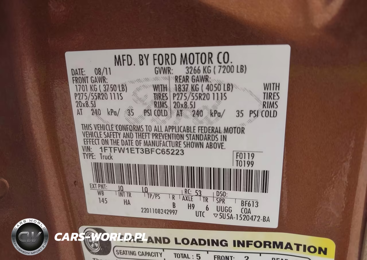 2011 Ford F-150 Fx4-King Ranch-Lariat-Platinum-Xlt VIN:1FTFW1ET3BFC65223 - 9