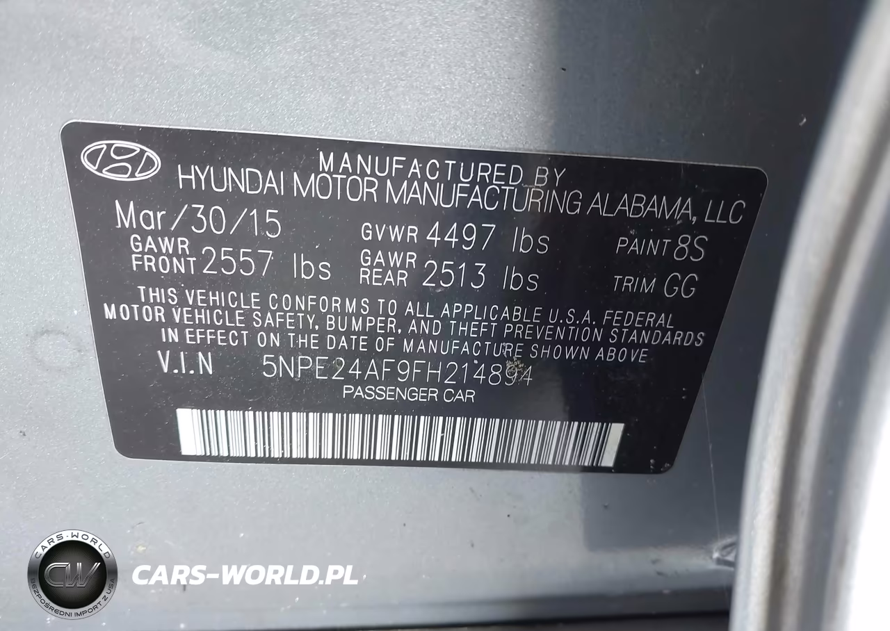 2015 Hyundai Sonata Se VIN:5NPE24AF9FH214894 - 9