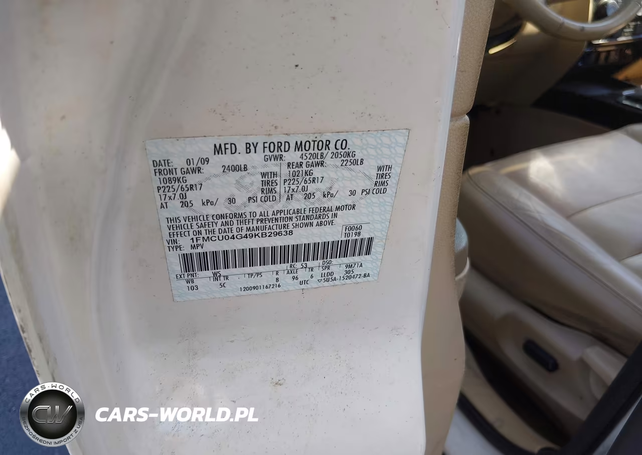 2009 Ford Escape Limited VIN:1FMCU04G49KB29638 - 9