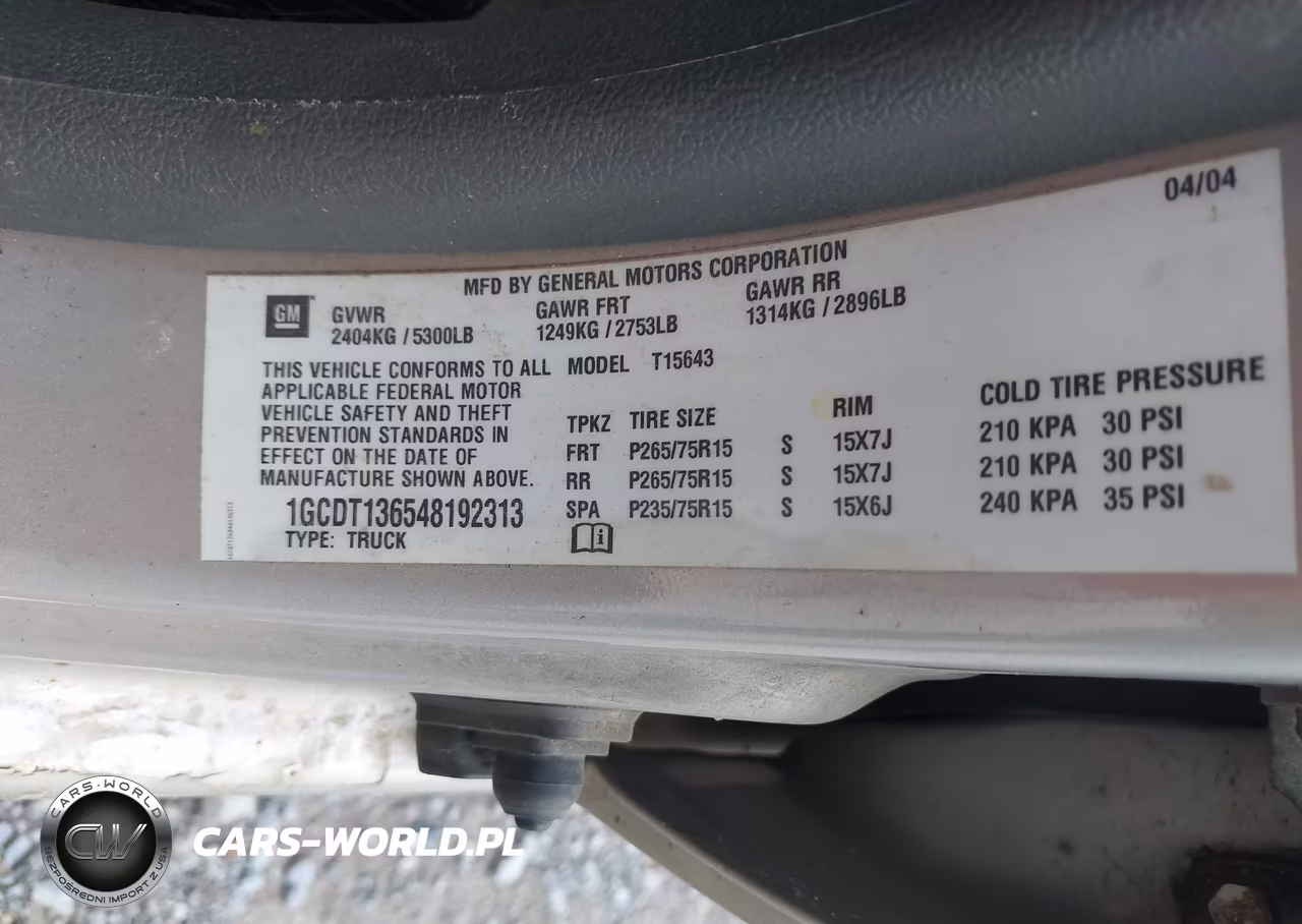 2004 Chevrolet Colorado Ls VIN:1GCDT136548192313 - 9