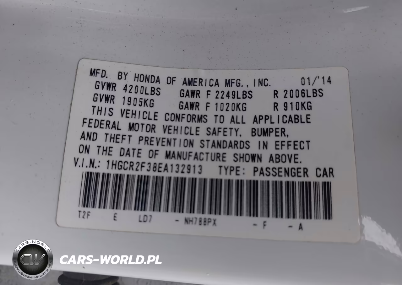 2014 Honda Accord Lx VIN:1HGCR2F38EA132913 - 9