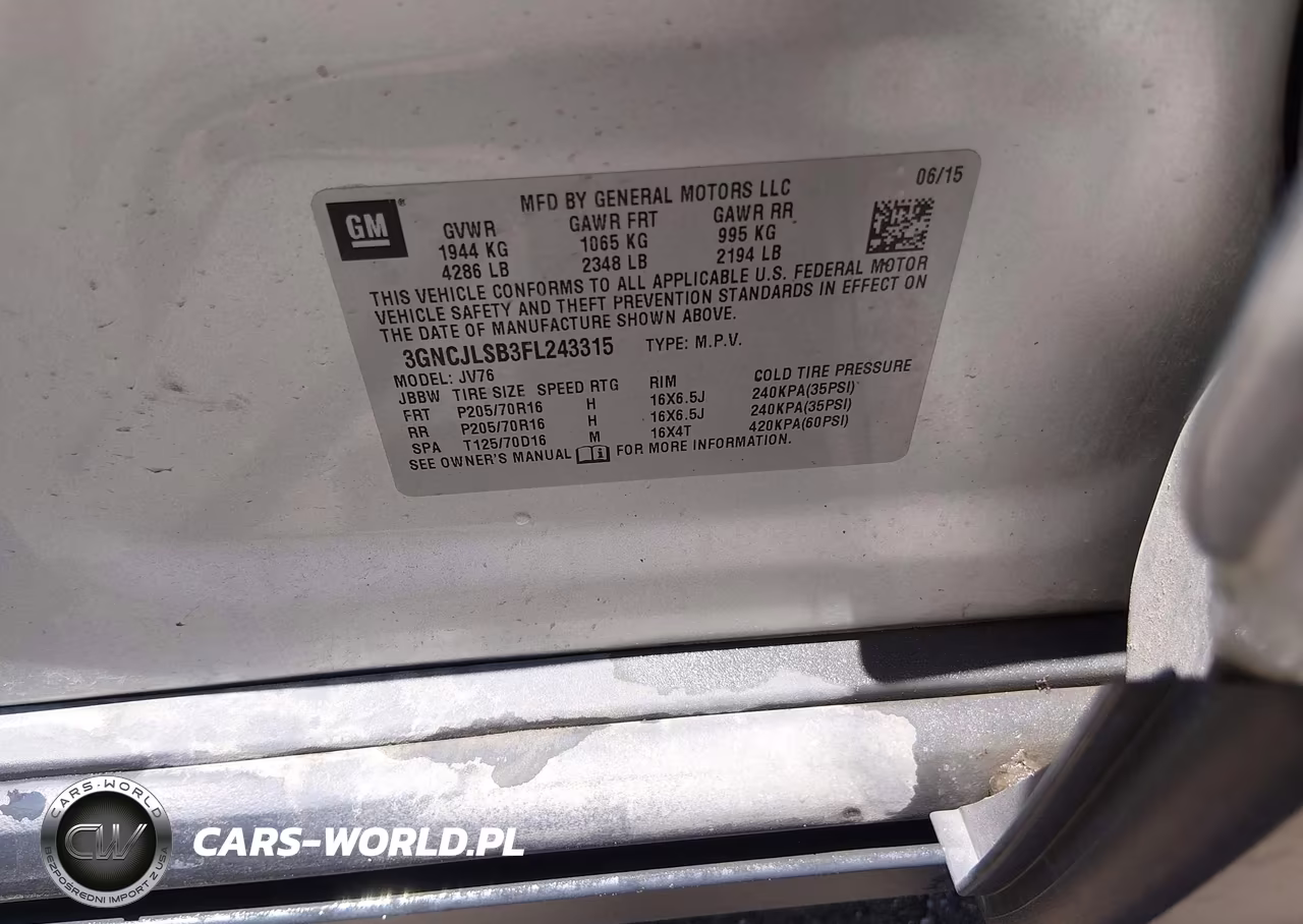 2015 Chevrolet Trax Lt VIN:3GNCJLSB3FL243315 - 9