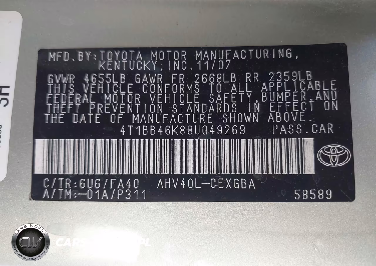2008 Toyota Camry Hybrid VIN:4T1BB46K88U049269 - 9