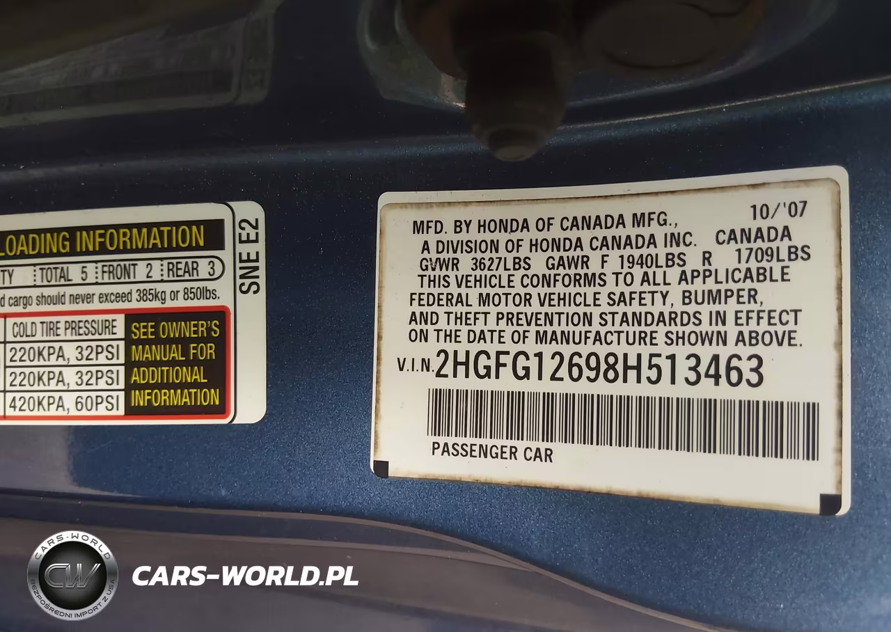 2008 Honda Civic Lx VIN:2HGFG12698H513463 - 9