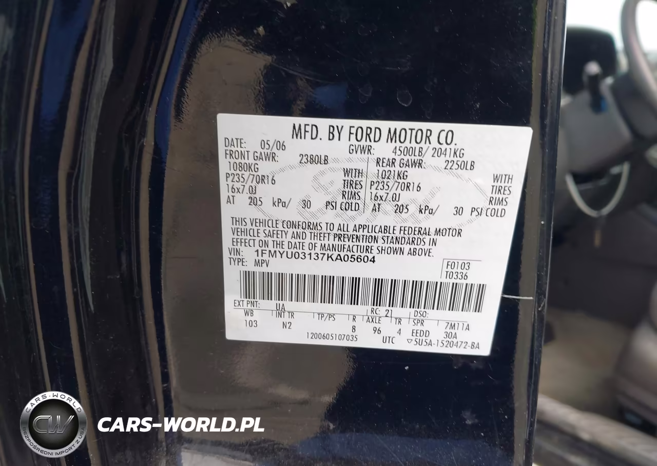 2007 Ford Escape Xlt-Xlt Sport VIN:1FMYU03137KA05604 - 9