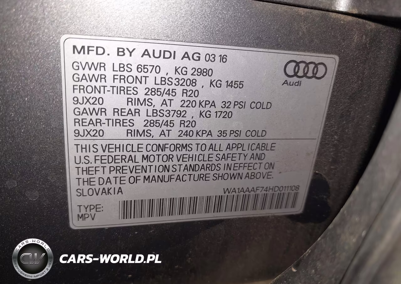 2017 Audi Q7 3.0T Premium VIN:WA1AAAF74HD011108 - 9