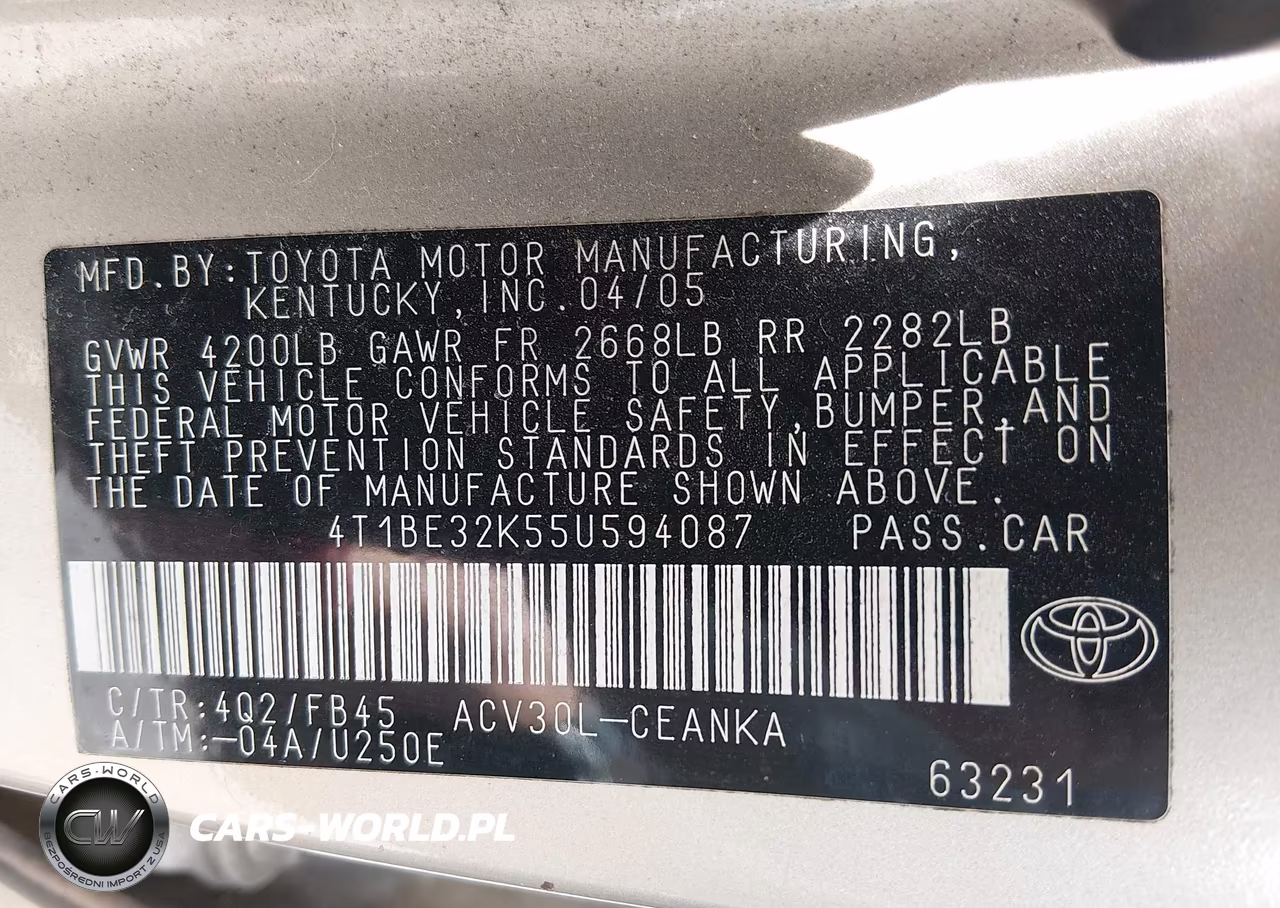 2005 Toyota Camry Le VIN:4T1BE32K55U594087 - 9