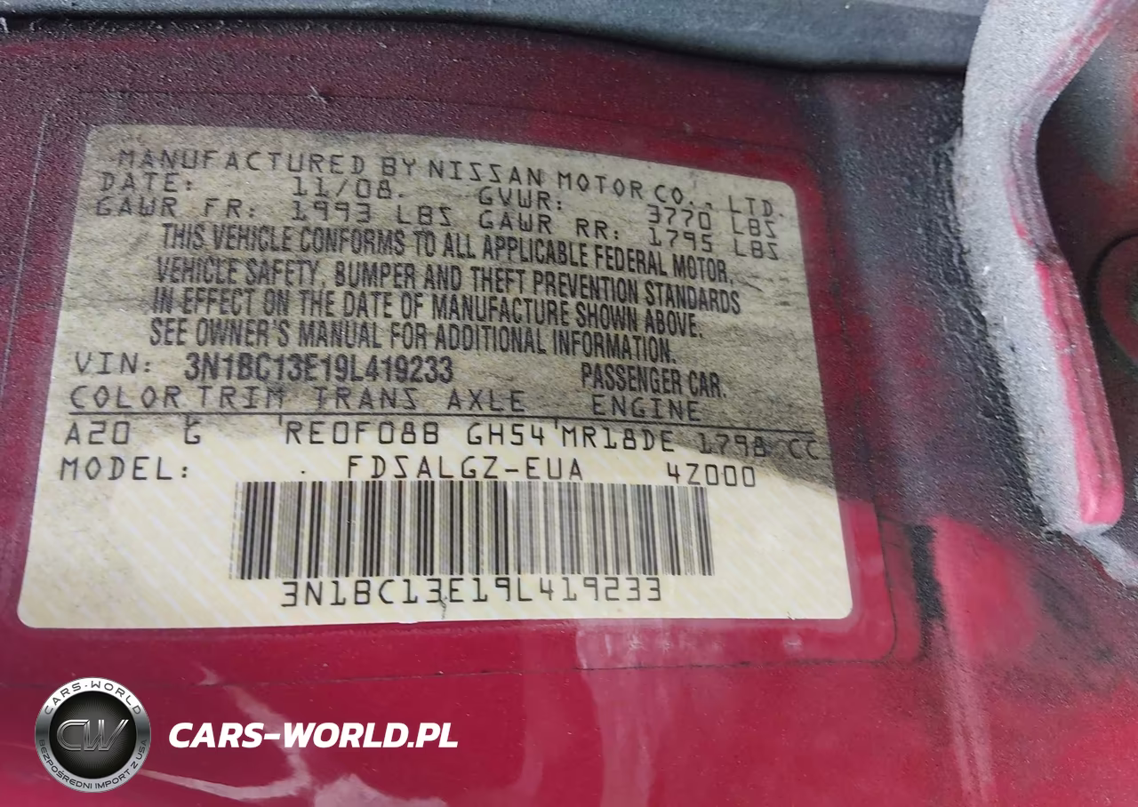2009 Nissan Versa 1.8Sl VIN:3N1BC13E19L419233 - 9