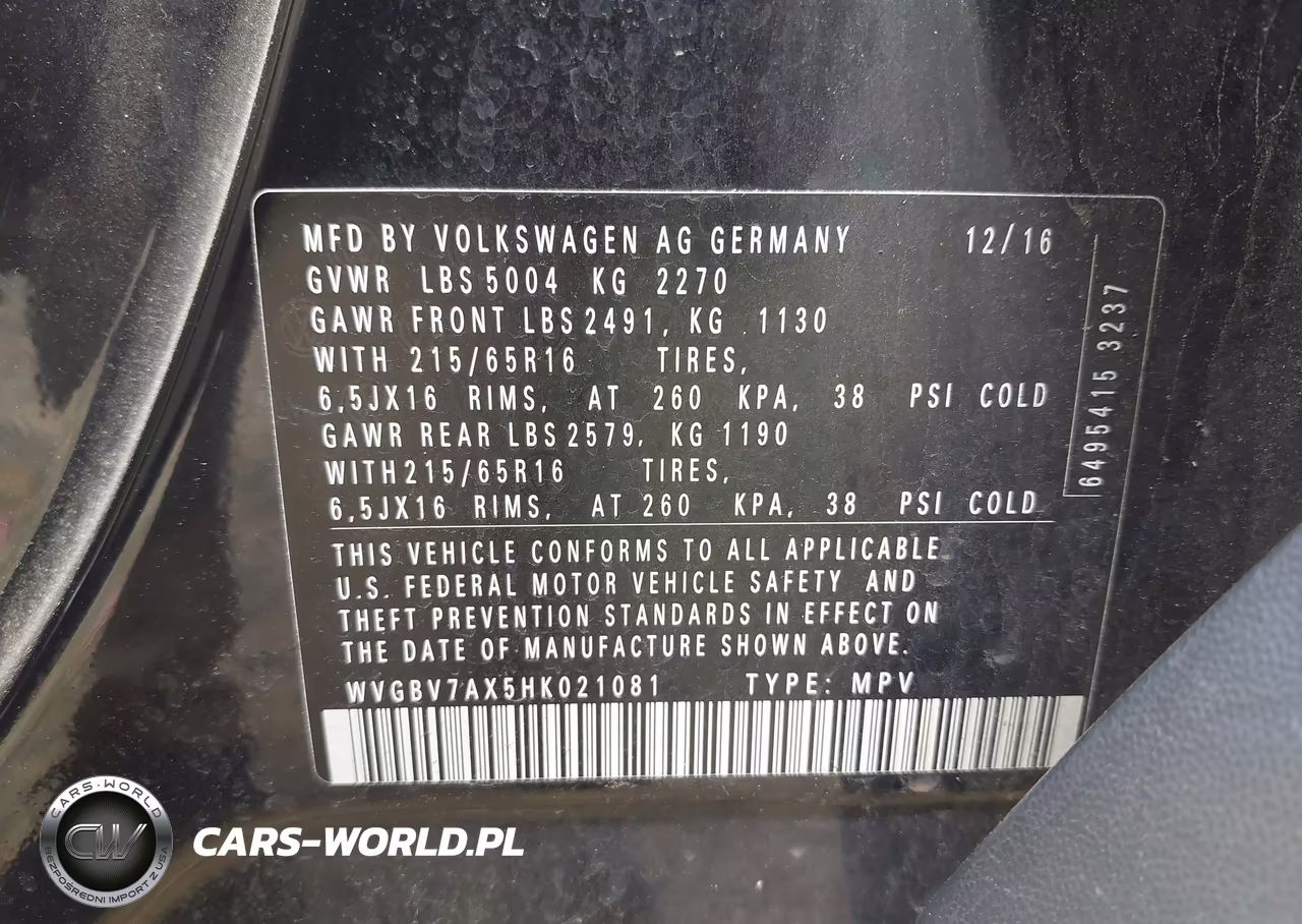 2017 Volkswagen Tiguan 2.0T-2.0T S VIN:WVGBV7AX5HK021081 - 9