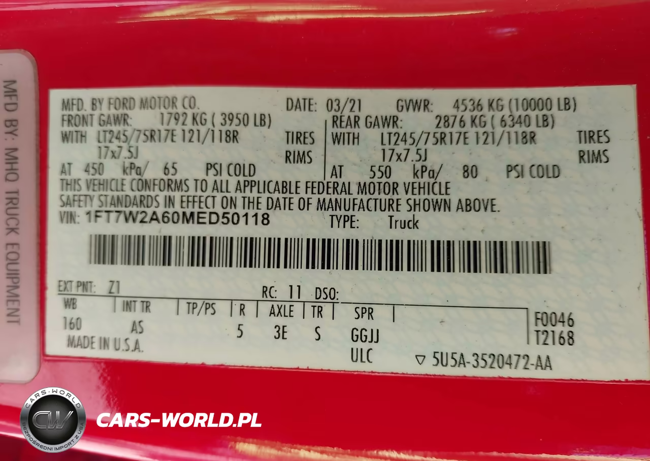 2021 Ford F-250 Xl VIN:1FT7W2A60MED50118 - 9