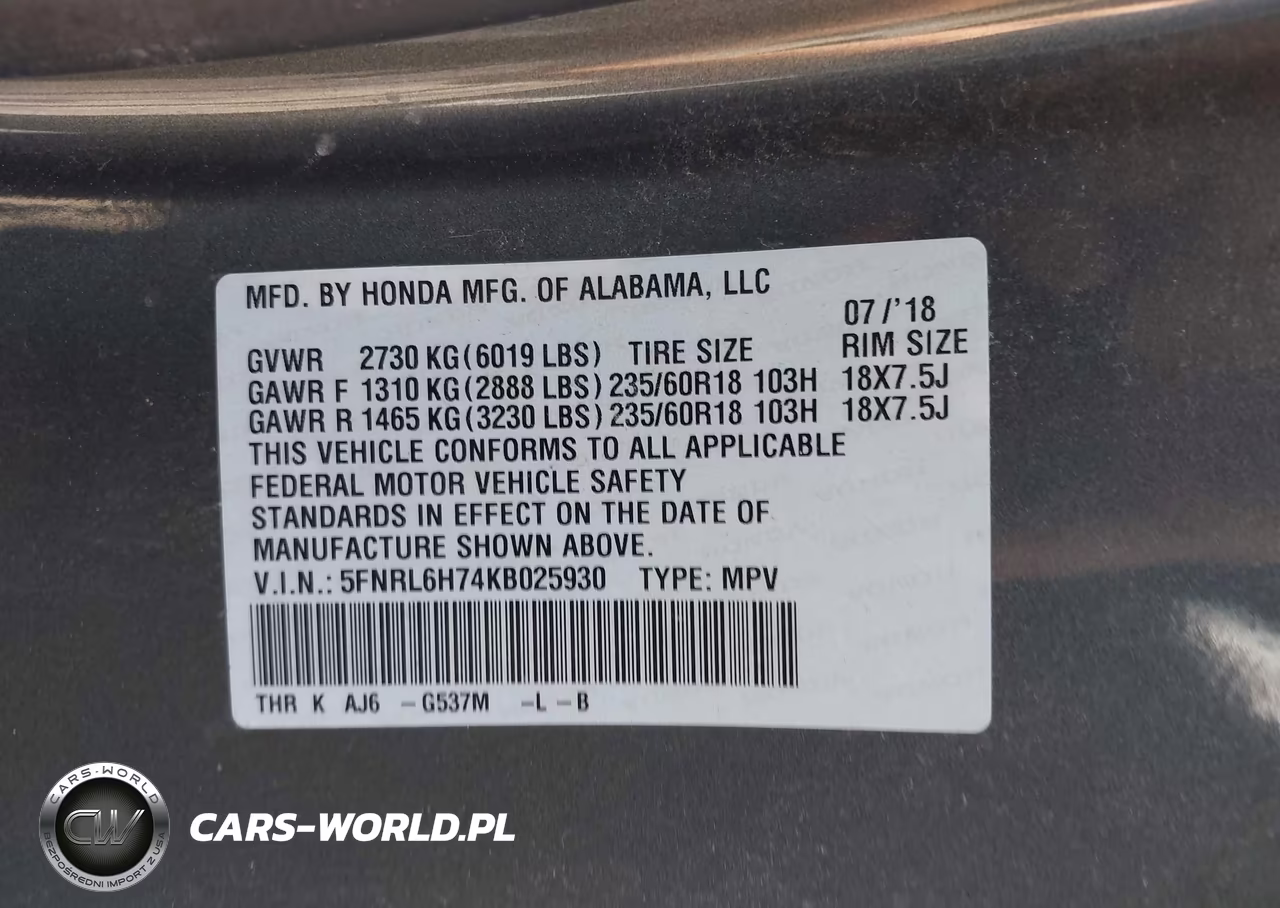 2019 Honda Odyssey Ex-L VIN:5FNRL6H74KB025930 - 9
