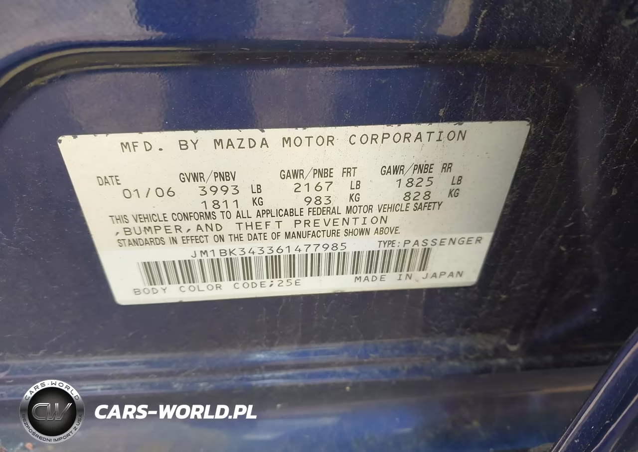 2006 Mazda Mazda3 S Touring VIN:JM1BK343361477985 - 9