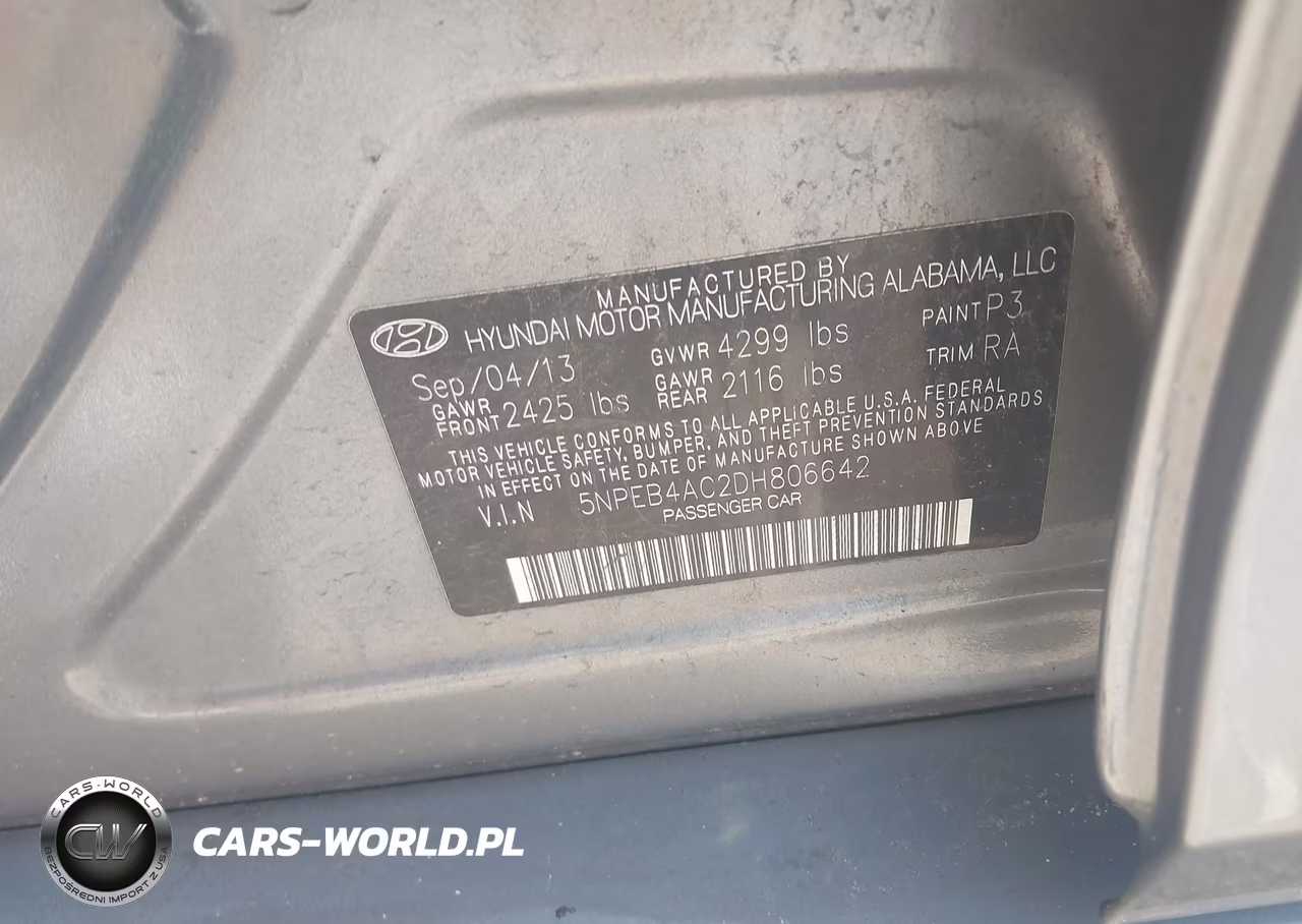 2013 Hyundai Sonata Gls VIN:5NPEB4AC2DH806642 - 9