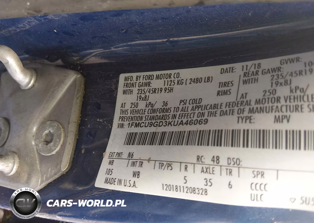 2019 Ford Escape Se VIN:1FMCU9GD3KUA46069 - 9