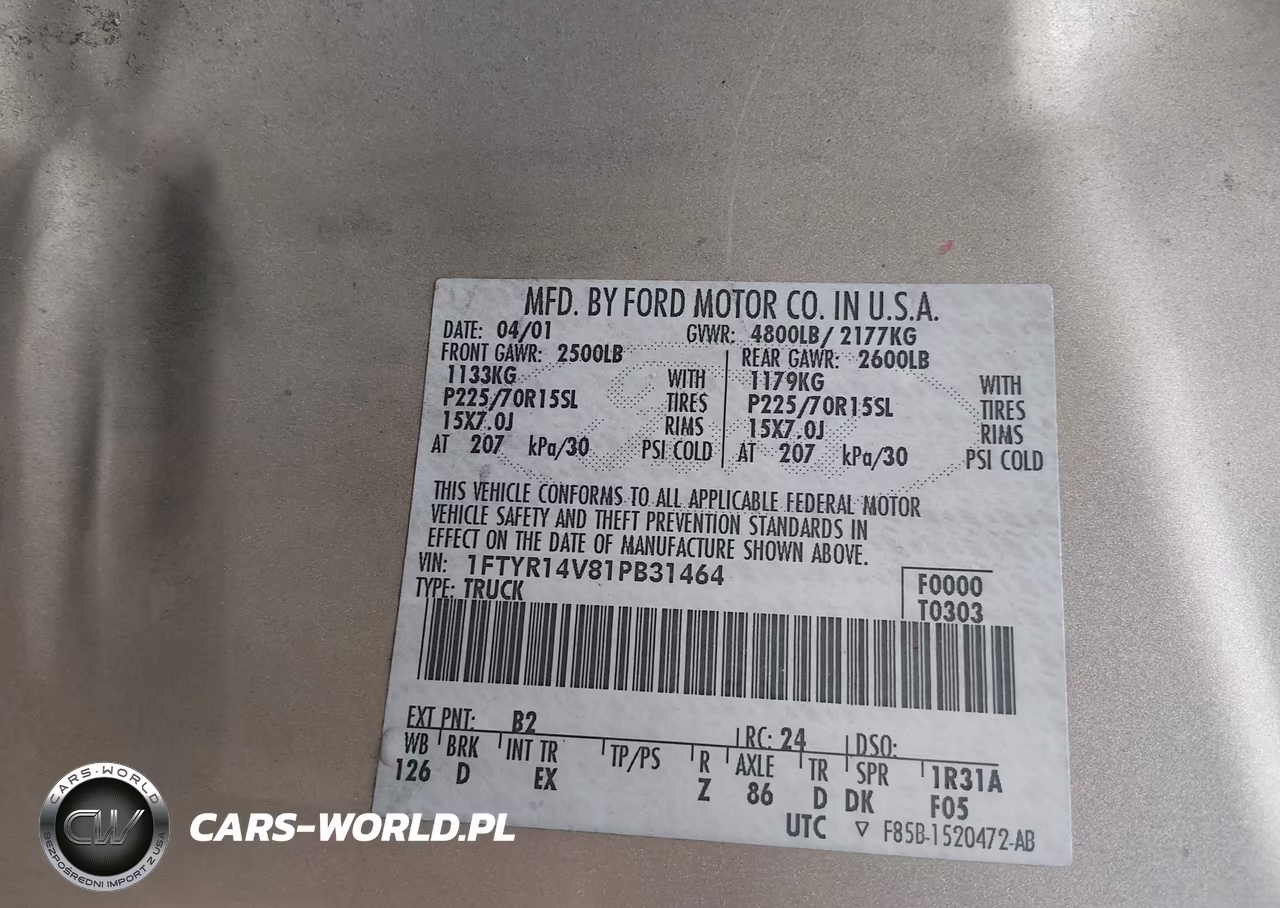 2001 Ford Ranger Edge-Xl-Xlt VIN:1FTYR14V81PB31464 - 9