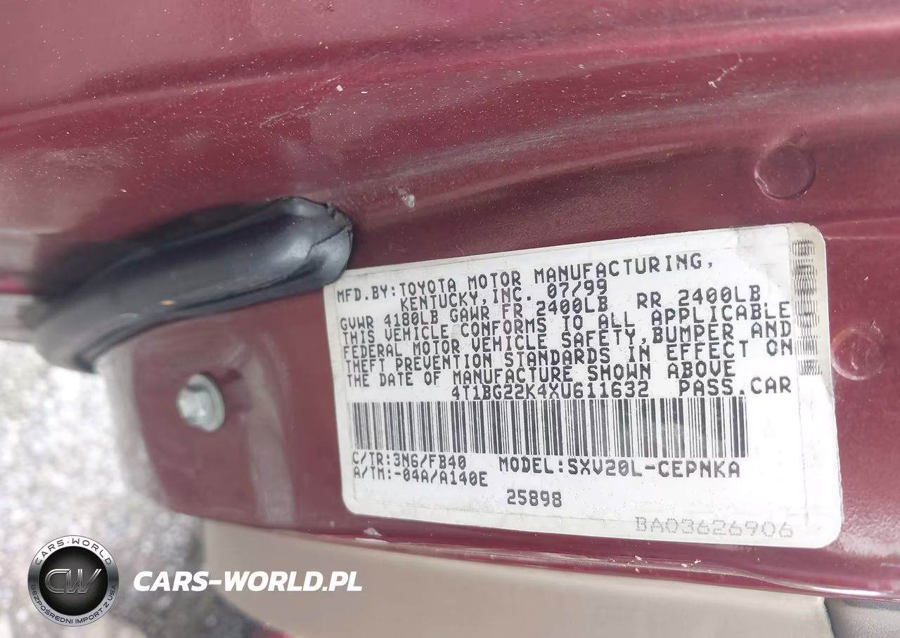 1999 Toyota Camry Le VIN:4T1BG22K4XU611632 - 9