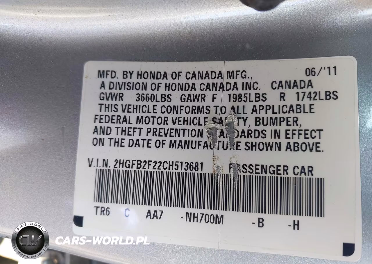 2012 Honda Civic Dx VIN:2HGFB2F22CH513681 - 9