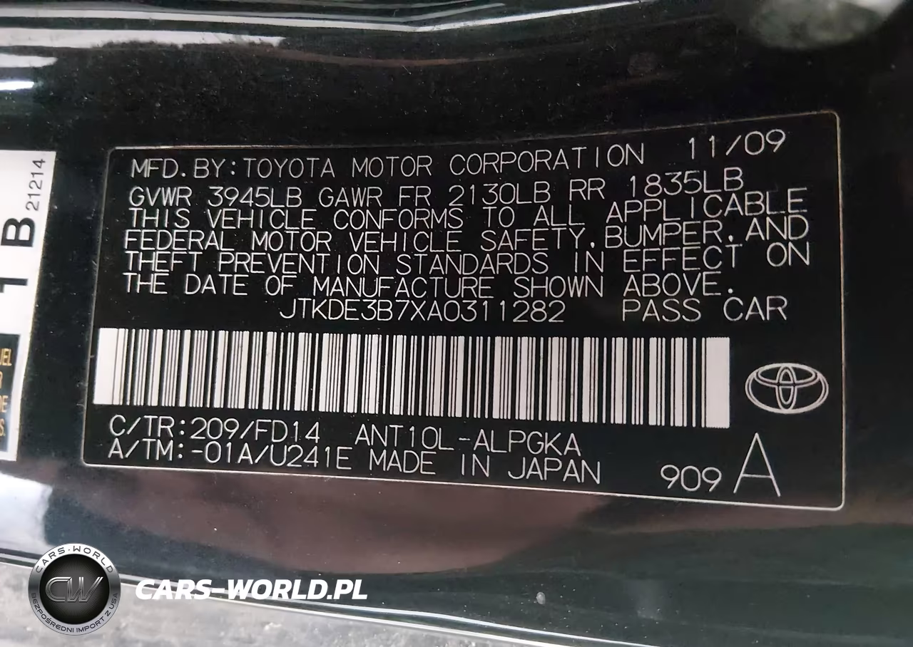 2010 Scion Tc VIN:JTKDE3B7XA0311282 - 9