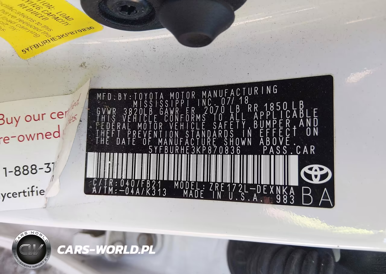 2019 Toyota Corolla Le VIN:5YFBURHE3KP870836 - 9