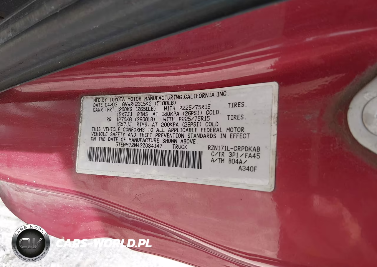 2002 Toyota Tacoma VIN:5TEWM72N42Z084147 - 9