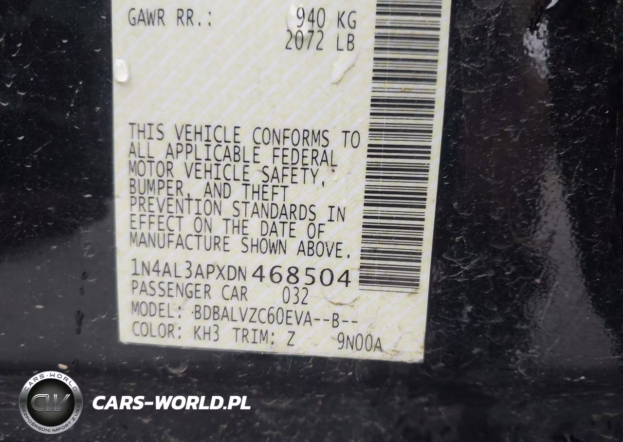 NISSAN ALTIMA VIN:1N4AL3APXDN468504 - 9