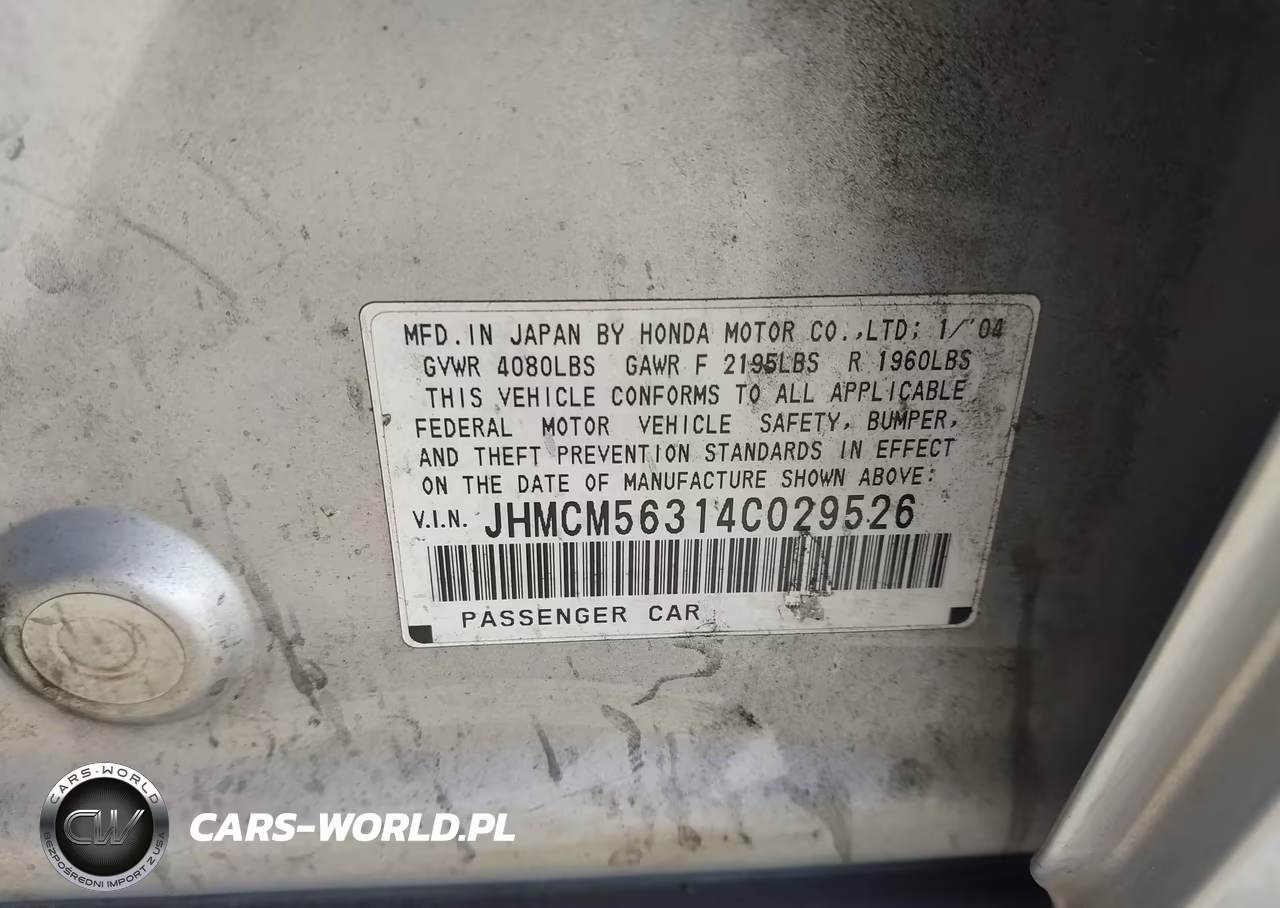 2004 Honda Accord 2.4 Lx VIN:JHMCM56314C029526 - 9