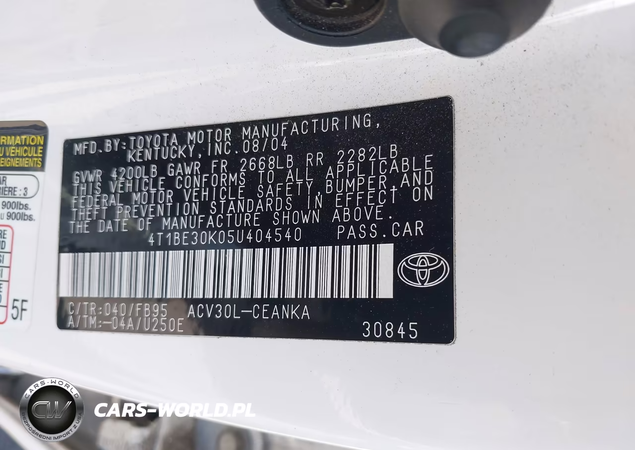 2005 Toyota Camry Le VIN:4T1BE30K05U404540 - 9