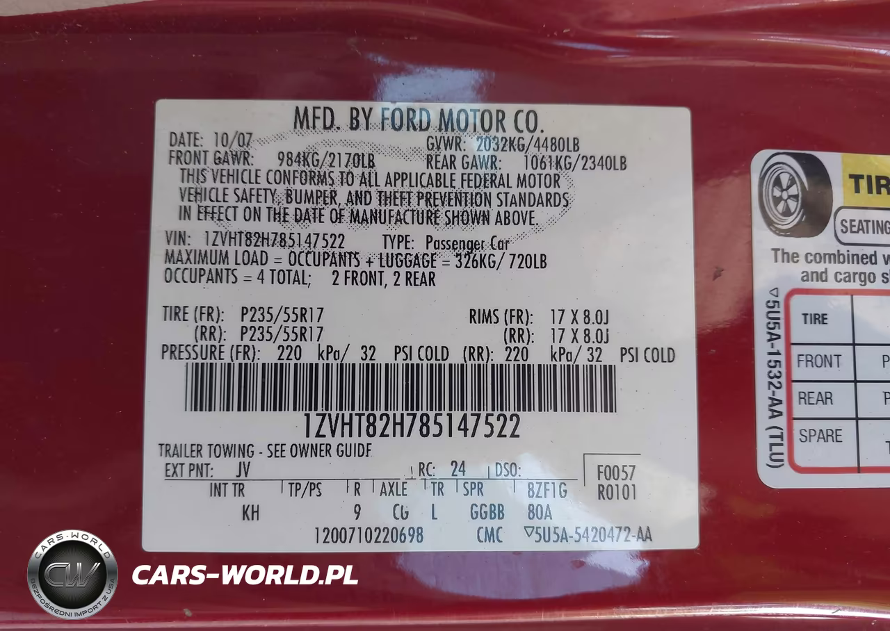 2008 Ford Mustang Gt Deluxe-Gt Premium VIN:1ZVHT82H785147522 - 9