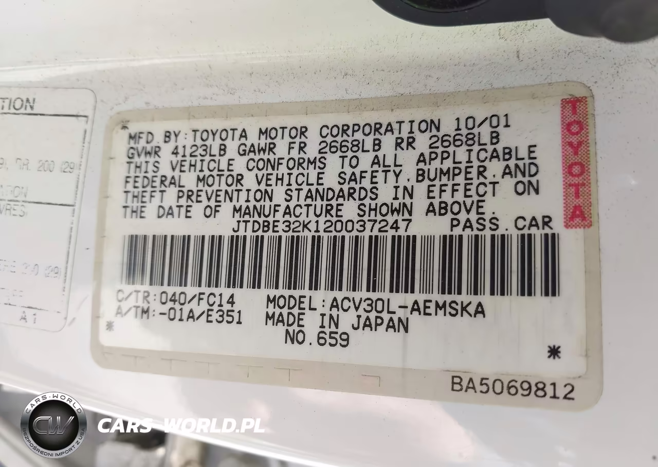 2002 Toyota Camry Se VIN:JTDBE32K120037247 - 9