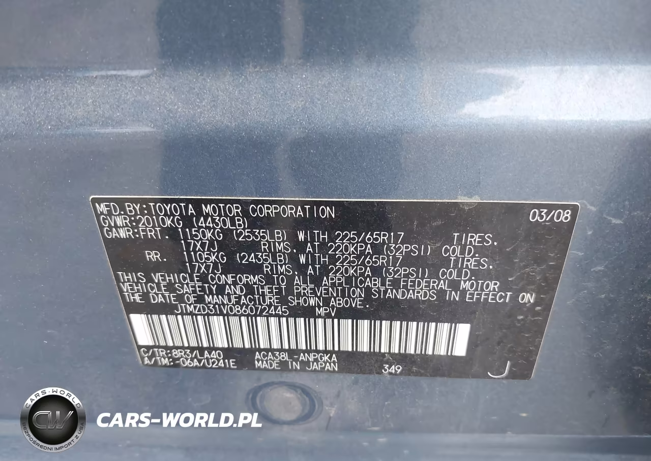 2008 Toyota Rav4 Limited VIN:JTMZD31V086072445 - 9