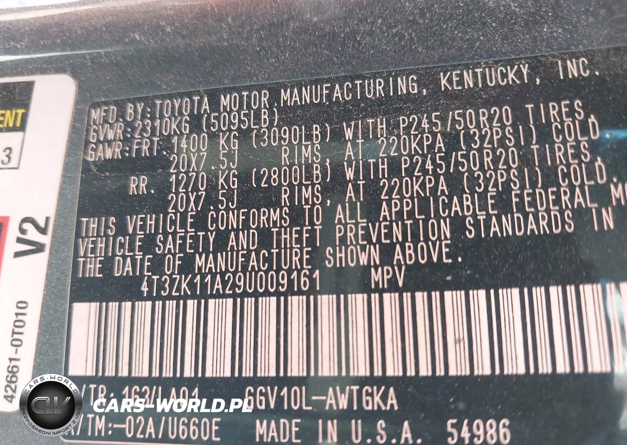 2009 Toyota Venza Base V6 VIN:4T3ZK11A29U009161 - 9