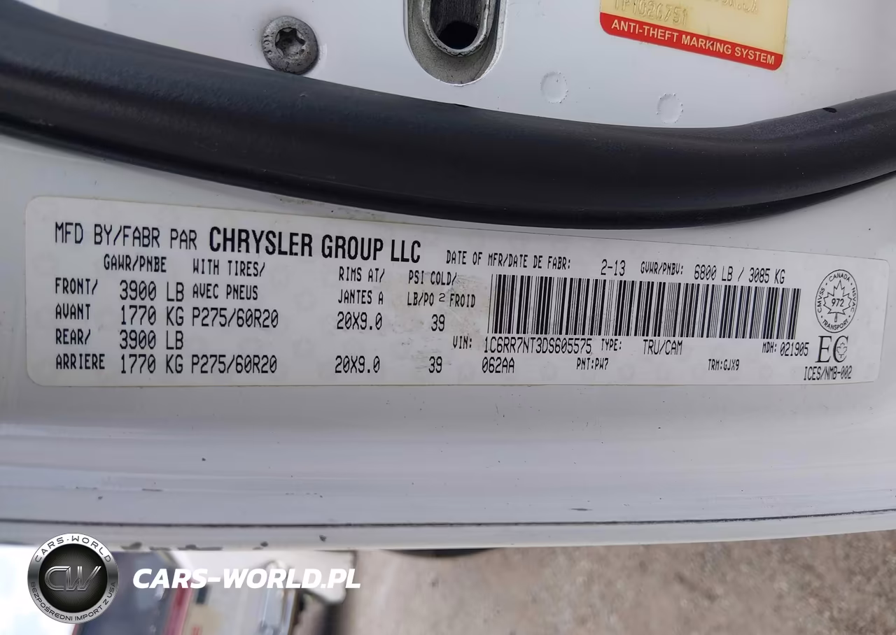 2013 Ram 1500 Laramie VIN:1C6RR7NT3DS605575 - 9