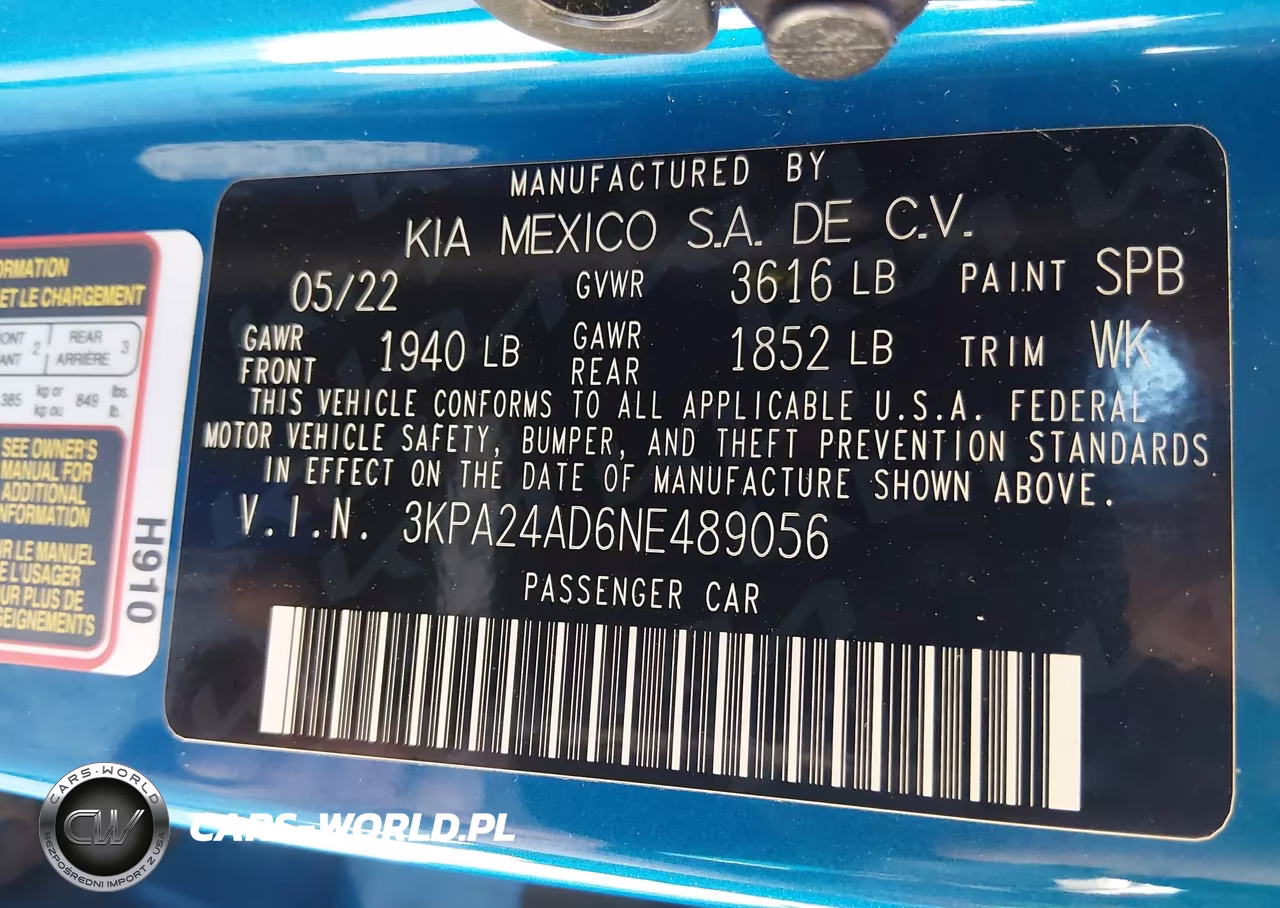 2022 Kia Rio S VIN:3KPA24AD6NE489056 - 9