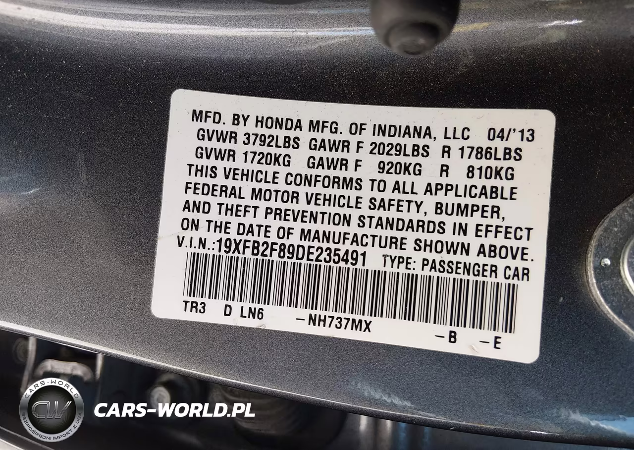 2013 Honda Civic Ex VIN:19XFB2F89DE235491 - 9