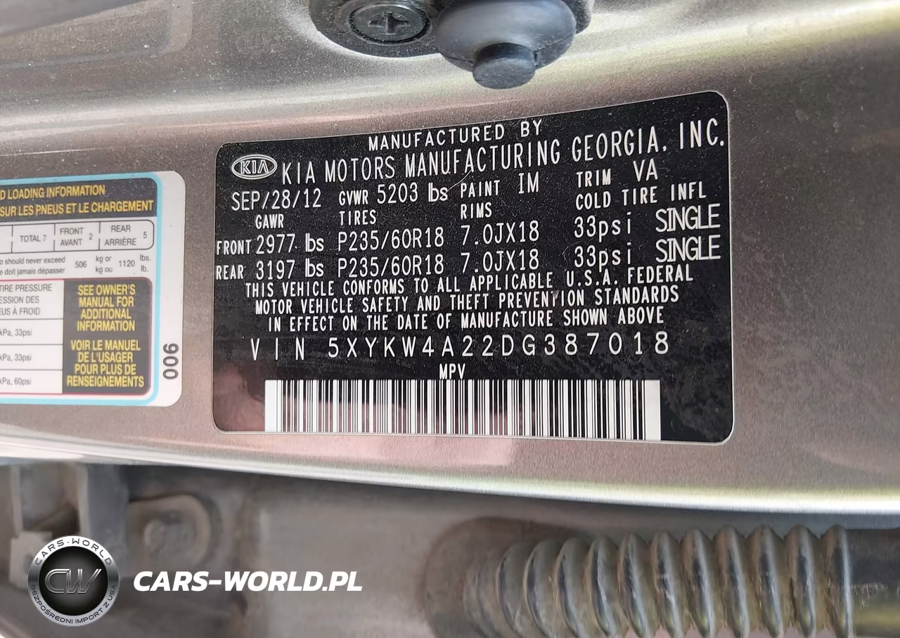 2013 Kia Sorento Sx VIN:5XYKW4A22DG387018 - 9
