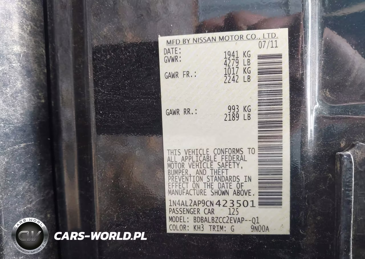 2012 Nissan Altima 2.5 S VIN:1N4AL2AP9CN423501 - 9