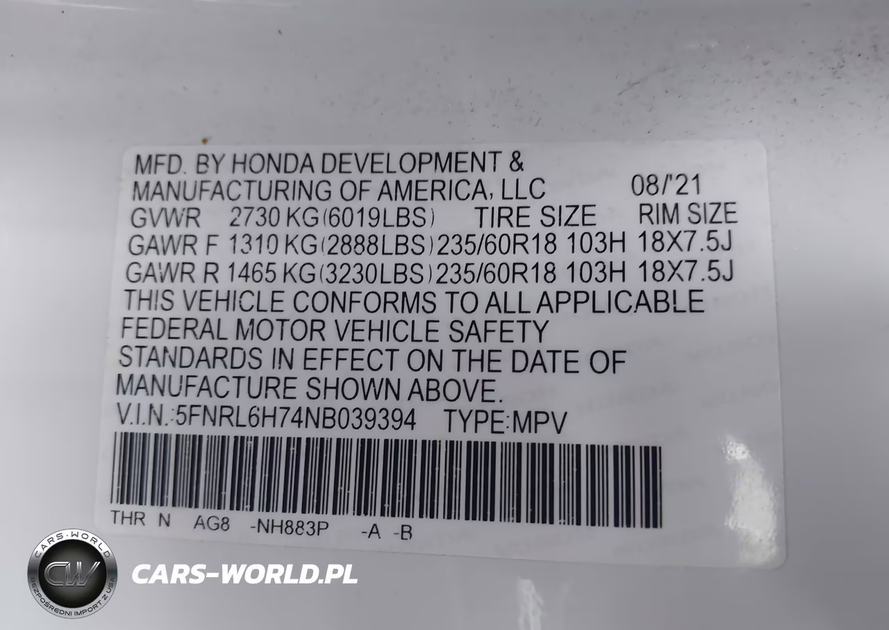 2022 Honda Odyssey Ex-L VIN:5FNRL6H74NB039394 - 9