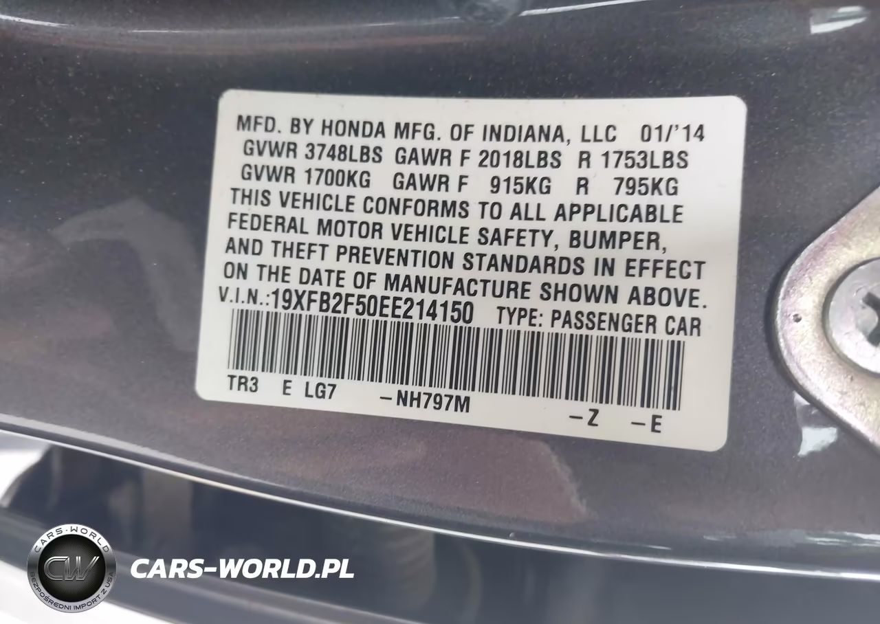 2014 Honda Civic Lx VIN:19XFB2F50EE214150 - 9