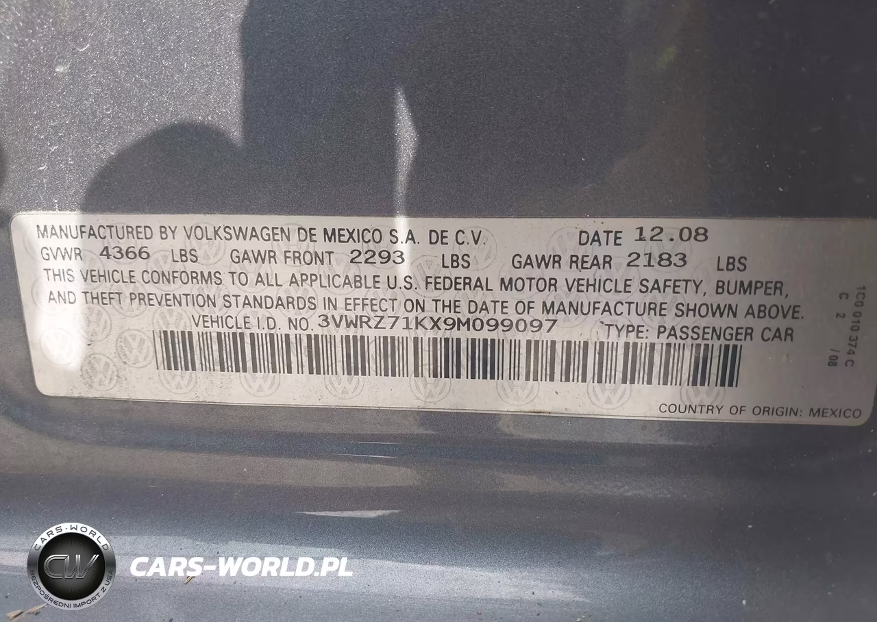 2009 Volkswagen Jetta Se VIN:3VWRZ71KX9M099097 - 9