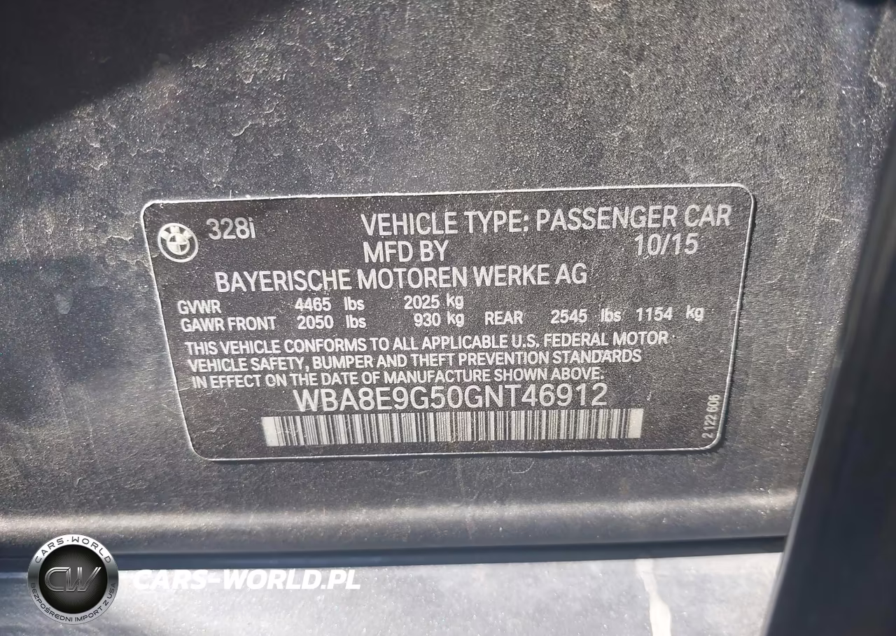 2016 BMW 328I VIN:WBA8E9G50GNT46912 - 9