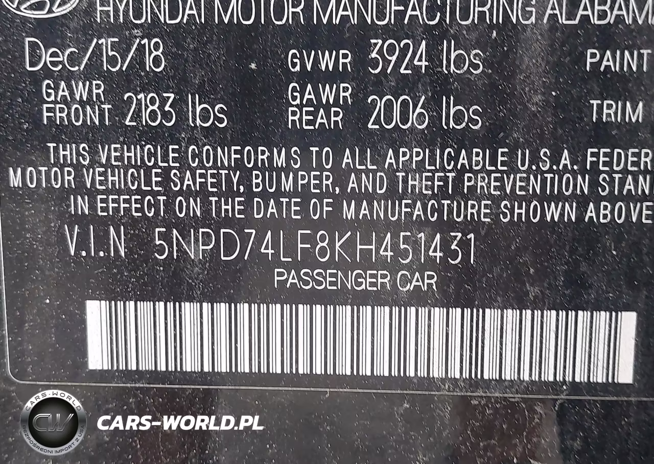 2019 Hyundai Elantra Se VIN:5NPD74LF8KH451431 - 9