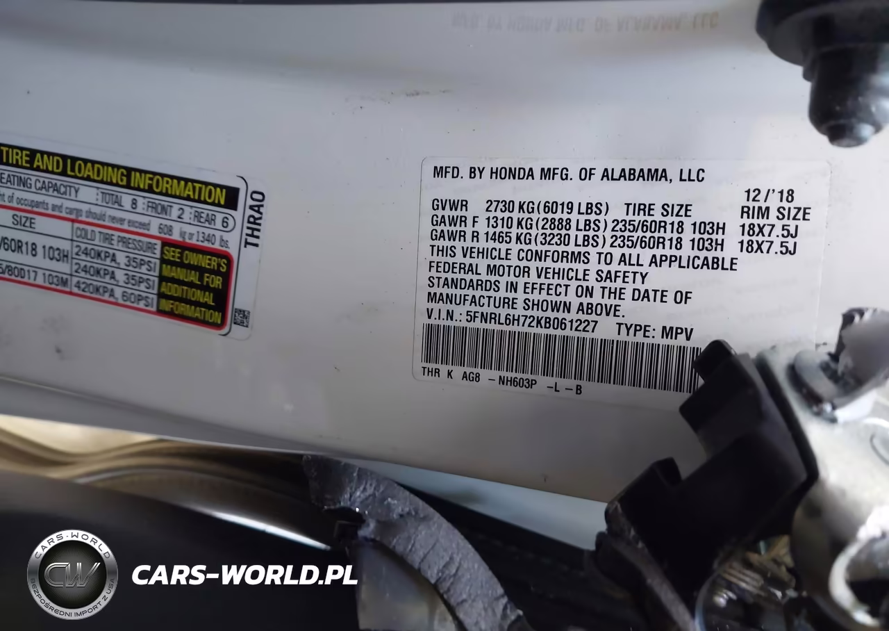 2019 Honda Odyssey Ex-L VIN:5FNRL6H72KB061227 - 9