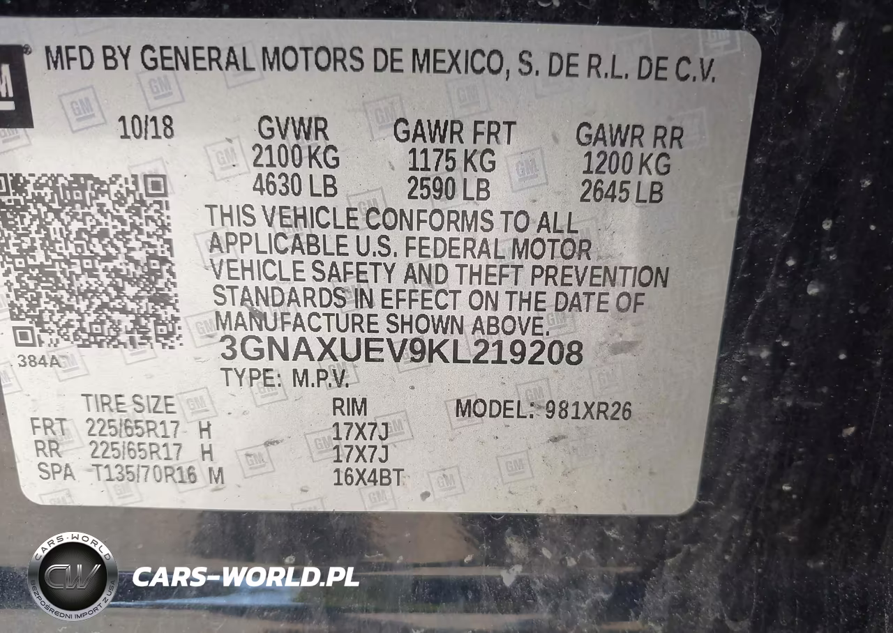 2019 Chevrolet Equinox Lt VIN:3GNAXUEV9KL219208 - 9