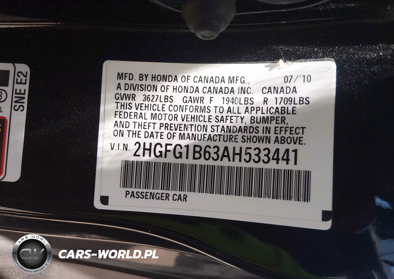 2010 Honda Civic Lx VIN:2HGFG1B63AH533441 - 9