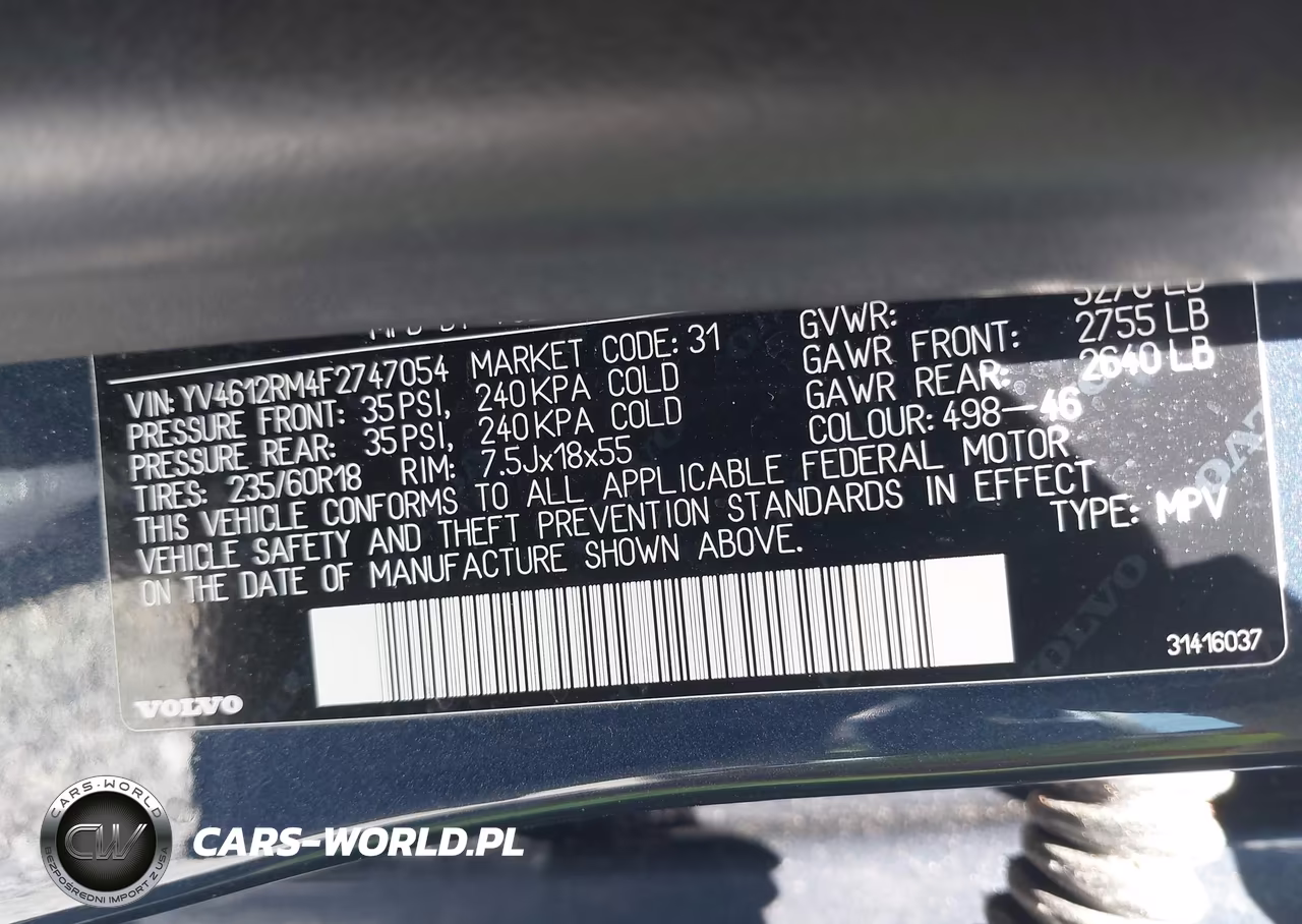 2015 Volvo Xc60 T5 Platinum VIN:YV4612RM4F2747054 - 9