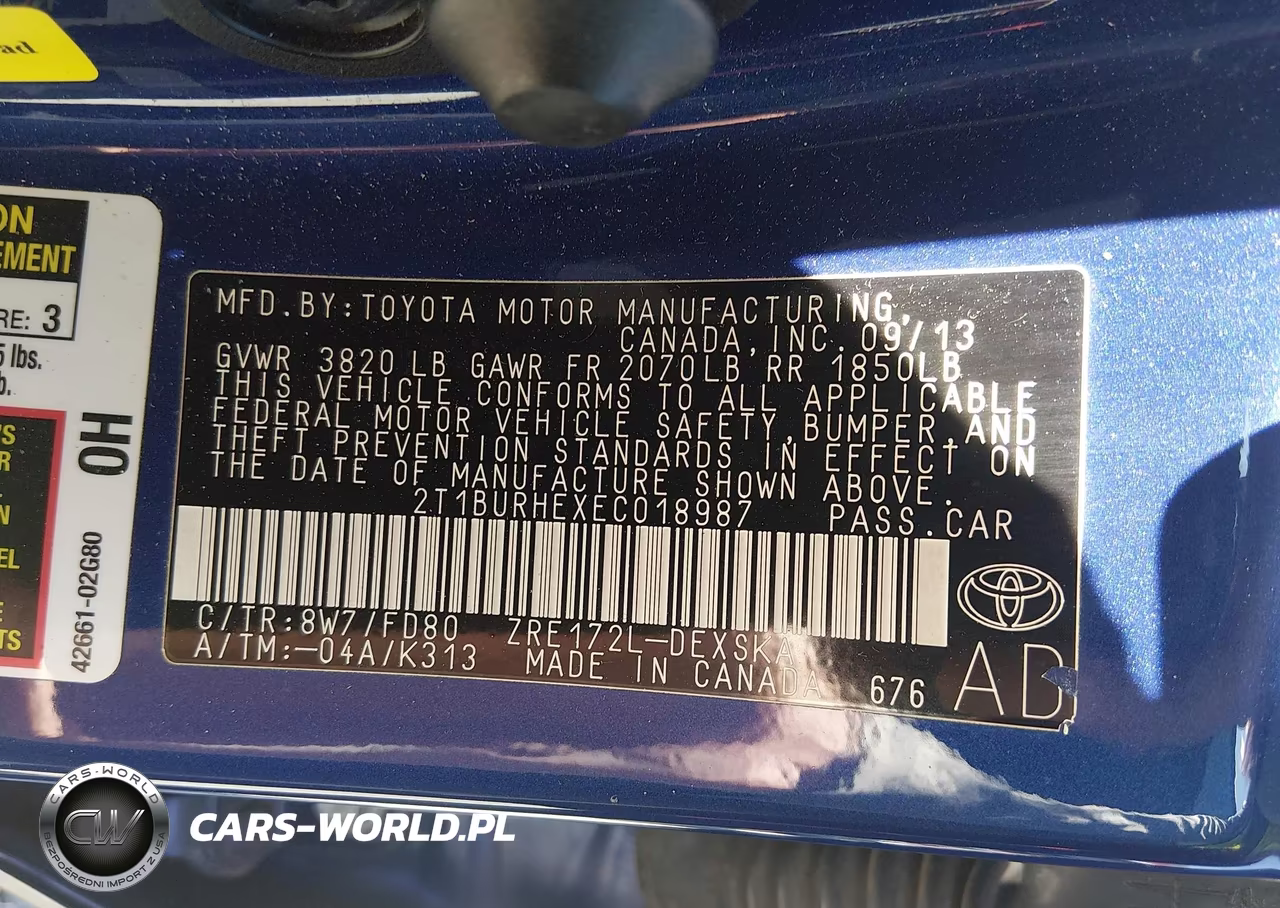 2014 Toyota Corolla L VIN:2T1BURHEXEC018987 - 9