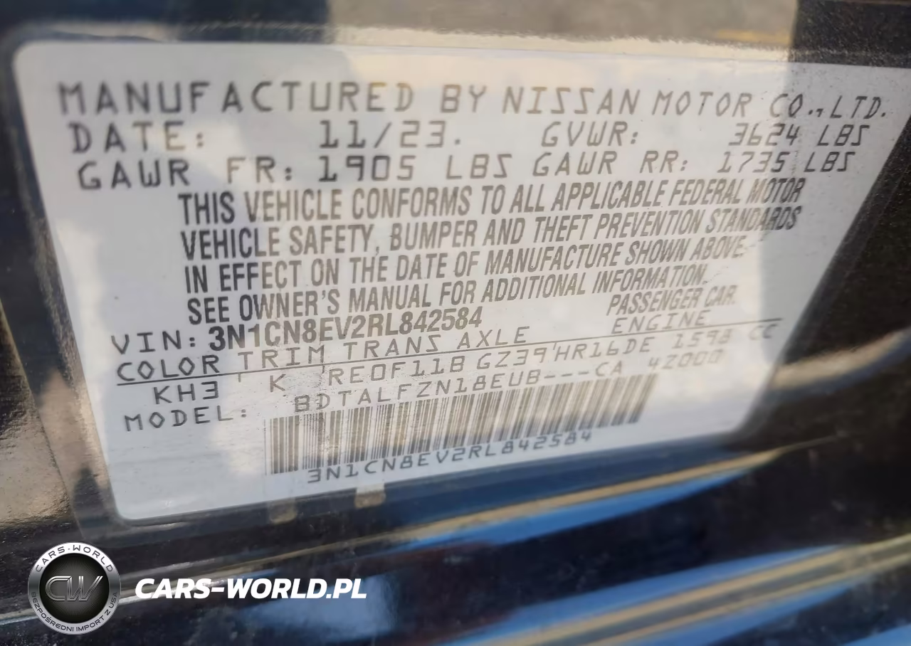 2024 Nissan Versa 1.6 Sv VIN:3N1CN8EV2RL842584 - 9