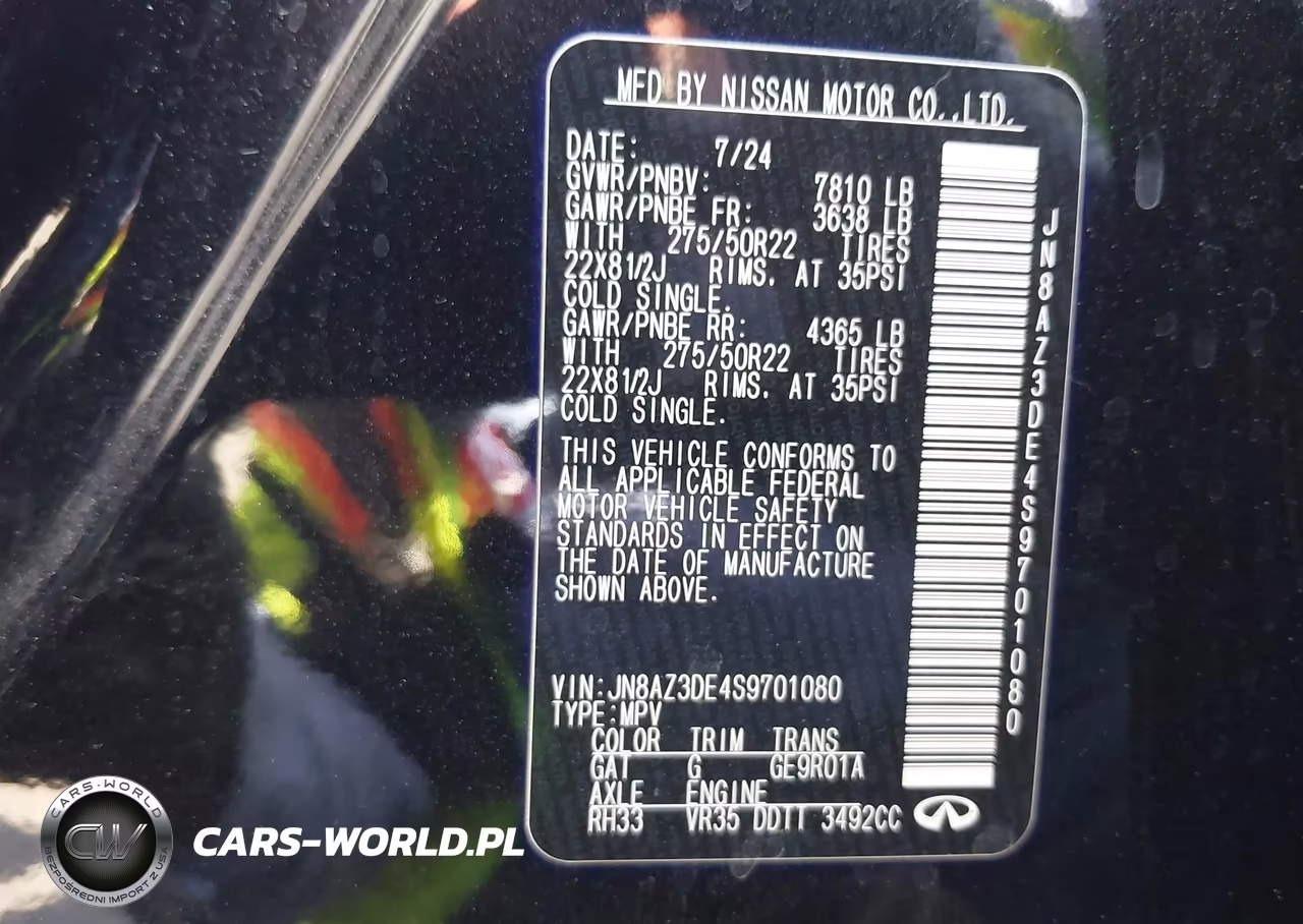 2025 Infiniti Qx80 Sensory Awd VIN:JN8AZ3DE4S9701080 - 9