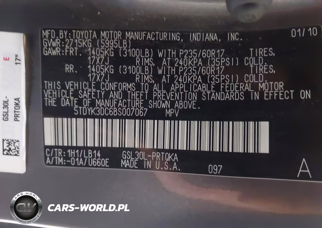 2011 Toyota Sienna Xle V6 VIN:5TDYK3DC6BS007067 - 9