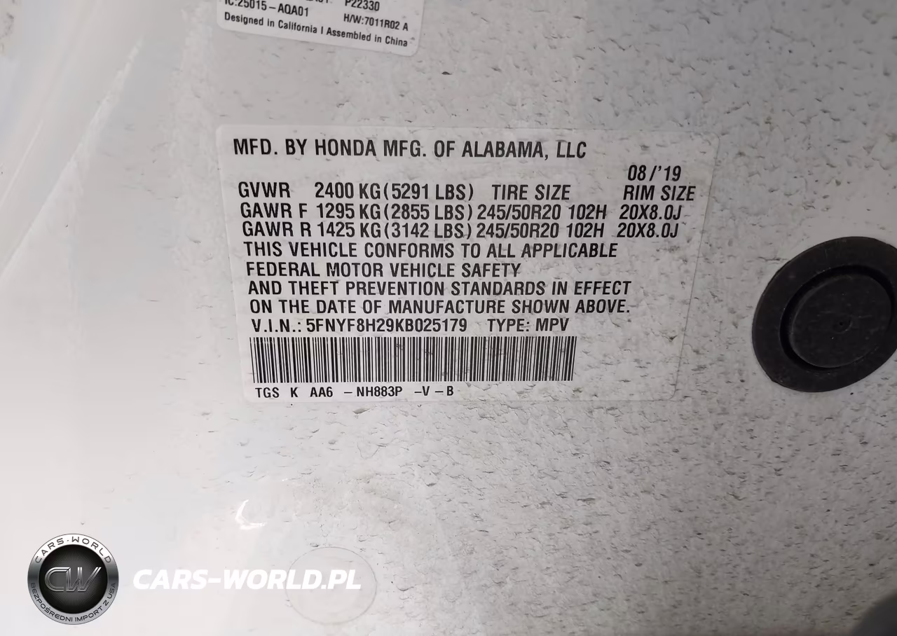 2019 Honda Passport Sport VIN:5FNYF8H29KB025179 - 9